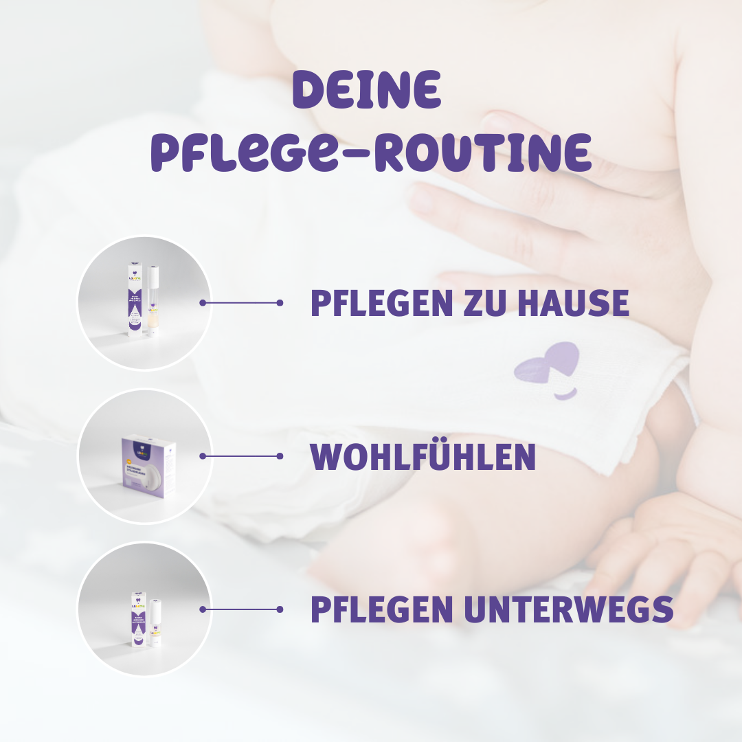 Pflege-Set mit beiden Größen der DIY-Lotion und waschbaren Stilleinlagen